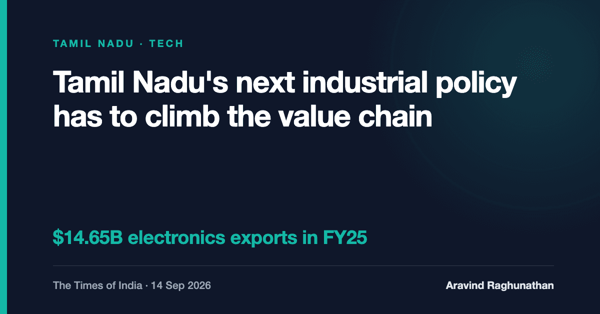 Tamil Nadu's Next Industrial Policy Has to Climb the Value Chain